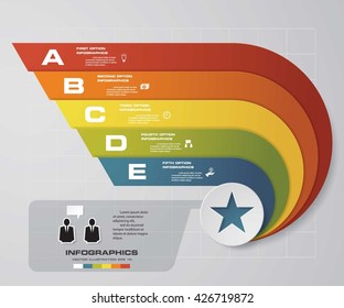 5 steps presentation template/5 options/ wing shape graphic or website layout. Vector.