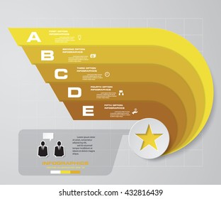 5 steps presentation template/5 options/ wing shape graphic or website layout. Vector.