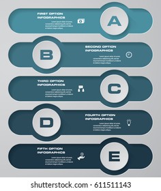5 steps presentation template/5 options/ timeline graphic or website layout. Vector.