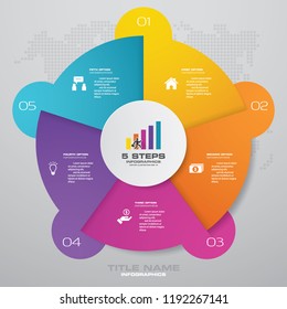 5 steps process infographics element for presentation.