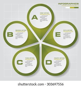 5 steps process. Simple&Editable abstract design element. Vector.