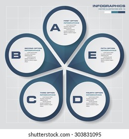 5 steps process. Simple&Editable abstract design element. Vector.