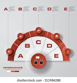 5 steps process. Simple&Editable abstract design element. Vector.