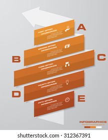 5 steps process. Simple&Editable abstract design element. Vector.