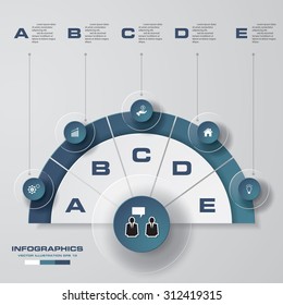 5 steps process. Simple&Editable abstract design element. Vector.