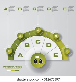 5 steps process. Simple&Editable abstract design element. Vector.