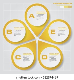 5 steps process. Simple&Editable abstract design element. Vector.