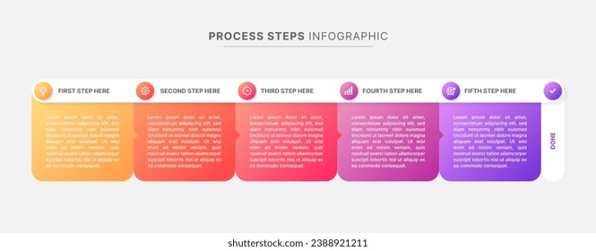 5 Steps Process Workflow Business Infographic Modern Design Template