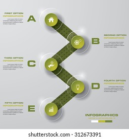 5 steps progress/process infographics diagram. Vector Illustration background.