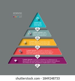5 steps of the pyramid can be used in various areas of development step by step display. vector illustration design.
