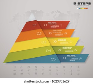 5 steps pyramid with free space for text on each level. infographics, presentations or advertising. EPS10.