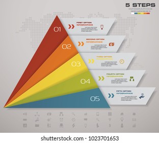 5 steps pyramid with free space for text on each level. infographics, presentations or advertising. EPS10.