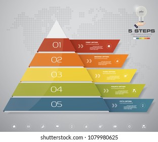 5 steps pyramid with free space for text on each level. infographics, presentations or advertising. EPS10.