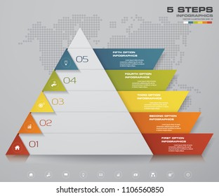 5 steps pyramid with free space for text on each level. infographics, presentations or advertising. EPS10.