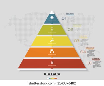 5 steps pyramid with free space for text on each level. infographics, presentations or advertising. EPS10.