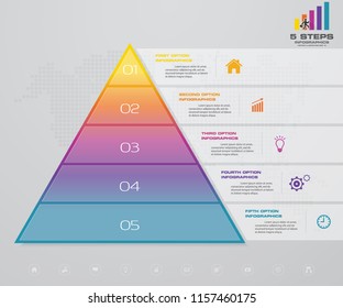 5 steps pyramid with free space for text on each level. infographics, presentations or advertising. EPS10.