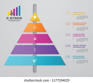 5 steps pyramid with free space for text on each level. infographics, presentations or advertising. EPS10.