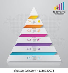 5 steps pyramid with free space for text on each level. infographics, presentations or advertising. EPS10.