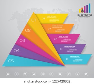 5 steps pyramid with free space for text on each level. infographics, presentations or advertising. EPS10.