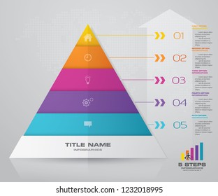 5 steps pyramid with free space for text on each level. infographics, presentations or advertising. EPS10.	