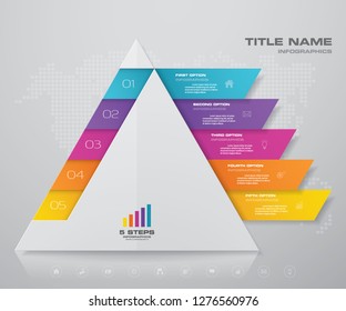 5 steps pyramid with free space for text on each level. infographics, presentations or advertising. EPS10.	