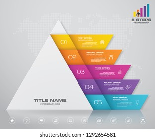 5 steps pyramid with free space for text on each level. infographics, presentations or advertising. EPS10.