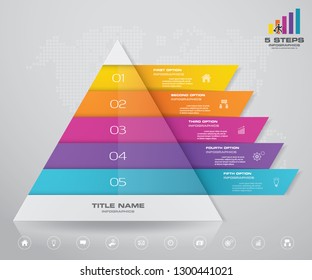 5 steps pyramid with free space for text on each level. infographics, presentations or advertising. EPS10.