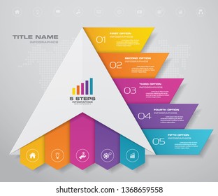 5 steps pyramid with free space for text on each level. infographics, presentations or advertising. EPS10.
