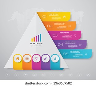 5 steps pyramid with free space for text on each level. infographics, presentations or advertising. EPS10.
