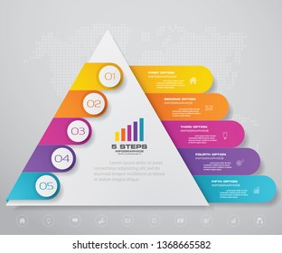 5 steps pyramid with free space for text on each level. infographics, presentations or advertising. EPS10.