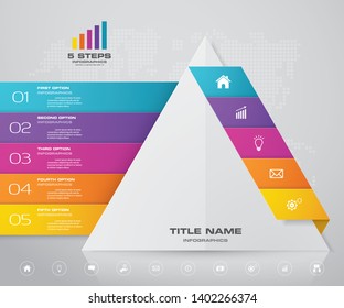 5 steps pyramid with free space for text on each level. infographics, presentations or advertising. EPS10.
