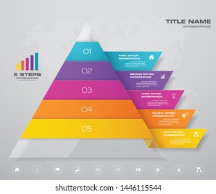 5 steps pyramid with free space for text on each level. infographics, presentations or advertising. EPS10.