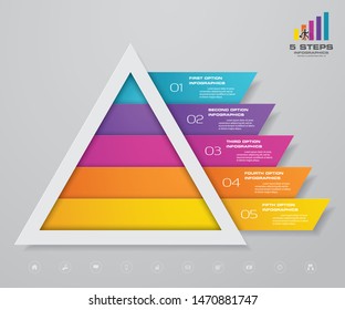 5 steps pyramid with free space for text on each level. infographics, presentations or advertising. EPS 10.	