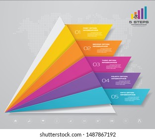 5 steps pyramid with free space for text on each level. infographics, presentations or advertising. EPS10.