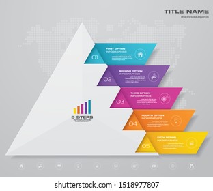 5 steps pyramid with free space for text on each level. infographics, presentations or advertising. EPS10.	
