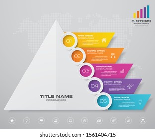 5 steps pyramid with free space for text on each level. infographics, presentations or advertising. EPS10.