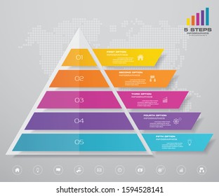 5 steps pyramid with free space for text on each level. infographics, presentations or advertising. EPS10.