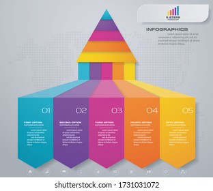 5 steps pyramid with free space for text on each level. infographics, presentations or advertising. EPS10.	