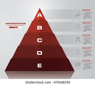 5 steps pyramid with free space for text on each level. infographics, presentations or advertising. EPS10.