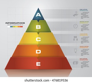 5 steps pyramid with free space for text on each level. infographics, presentations or advertising. EPS10.