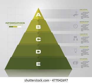 5 steps pyramid with free space for text on each level. infographics, presentations or advertising. EPS10.