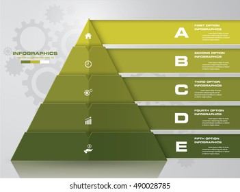 5 steps pyramid with free space for text on each level. infographics, presentation.. EPS10.