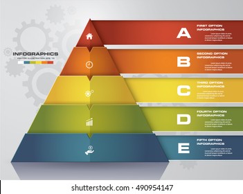 5 steps pyramid with free space for text on each level. infographics, presentation.. EPS10.