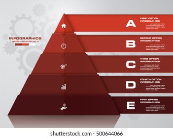 5 steps pyramid with free space for text on each level. infographics, presentation.. EPS10.