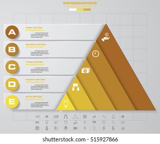 5 steps pyramid with free space for text on each level. infographics, presentation. EPS10.