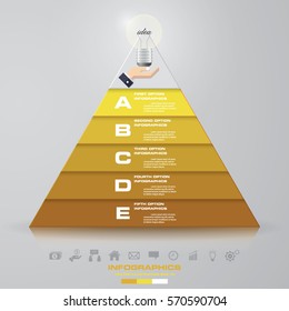 5 steps pyramid with free space for text on each level. infographics, presentations or advertising. EPS10.