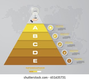 5 steps pyramid with free space for text on each level. infographics, presentations or advertising. EPS10.