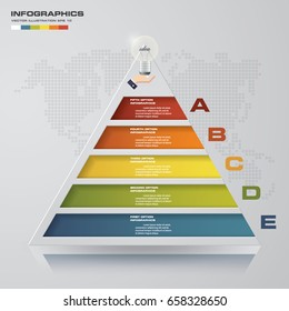 5 steps pyramid with free space for text on each level. infographics, presentations or advertising. EPS10.