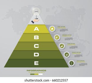 5 steps pyramid with free space for text on each level. infographics, presentations or advertising. EPS10.