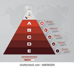 5 steps pyramid with free space for text on each level. infographics, presentations or advertising. EPS10.